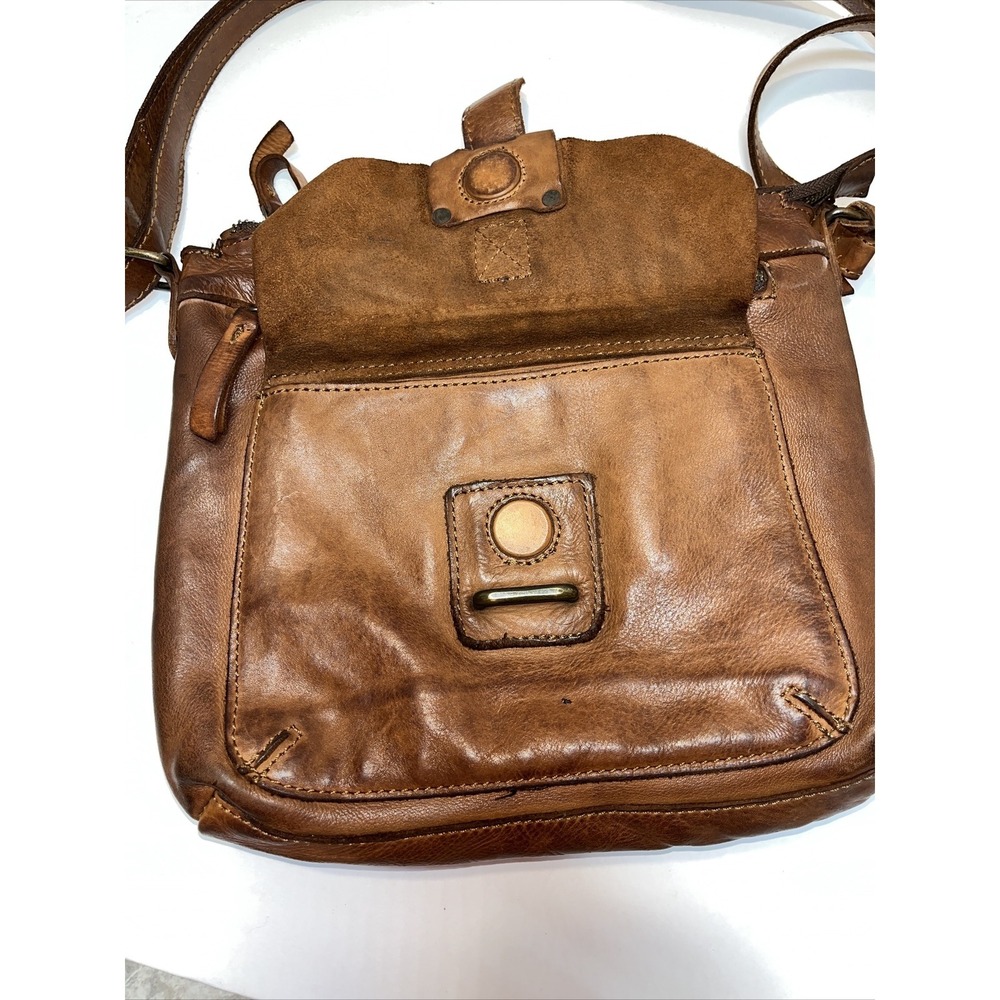 Harbour 2nd Genuine Leather Cognac Brown Zip Top Crossbody Flap Purse - Picture 7 of 16